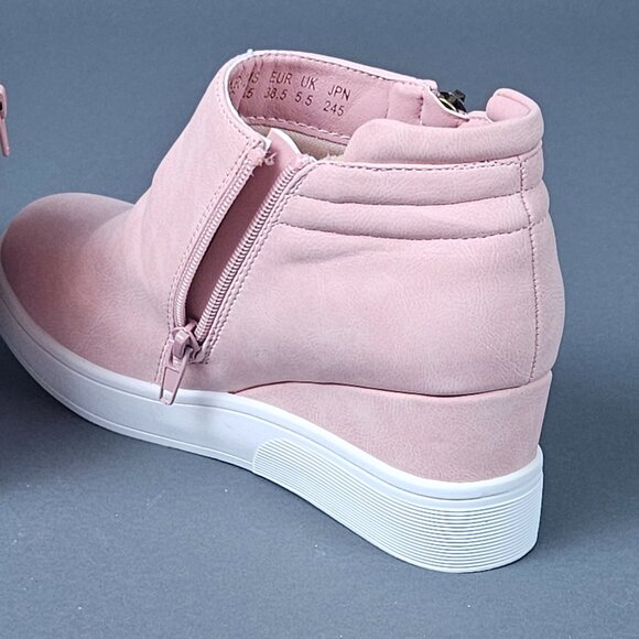 Dream Pairs Pink Blush Platform Wedge Sneaker Ankle Booties - Picture 14 of 14